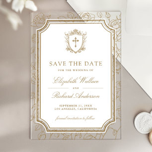 Viktorianische goldene katholische Hochzeit - Term Acryleinladungen