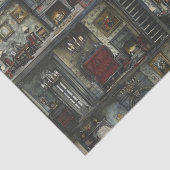 Viktorianische Gothic Dollshouse Dark Academia Seidenpapier (Detail)