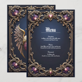 Viktorianische Gothic-Hochzeitskollektion Menükarte