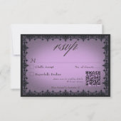 Viktorianische Gothic Iron Border Lila Wedding QR RSVP Karte (Vorderseite)