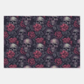 Viktorianische Gothic Skulls Damask Vintag Geschenkpapier Set (Vorderseite)