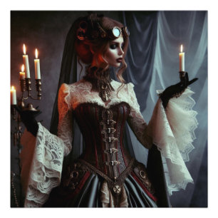 Viktorianische Gothic Steampunk elegante Dame Fotodruck