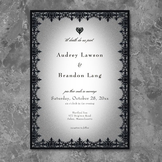 Viktorianische gotische Eisenkronenhochzeit Einladung