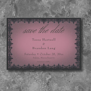 Viktorianische gotische Eisenrand Burgunder Hochze Save The Date