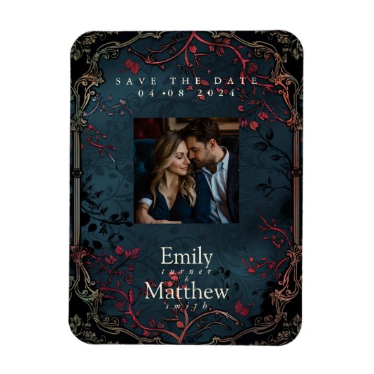 Viktorianische gotische Elegance Hochzeit speicher Magnet (Vertikal)