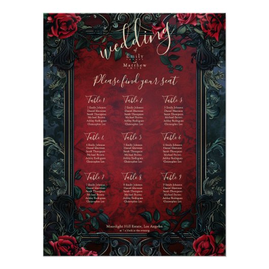 Viktorianische gotische Elegance Hochzeitskarte Poster (Vorderseite)