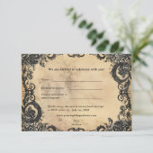 Viktorianische gotische Elegance Wedding RSVP Card Dankeskarte (Stehend Vorderseite)