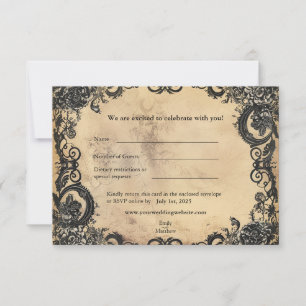 Viktorianische gotische Elegance Wedding RSVP Card Dankeskarte