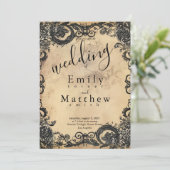 Viktorianische Gotische Hochzeit Einladung (Stehend Vorderseite)