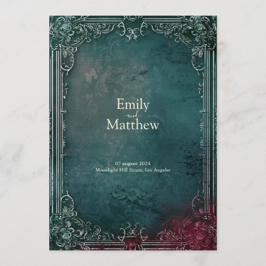 Viktorianische Gotische Hochzeit Menükarte (Rückseite)