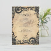 Viktorianische Gotische Hochzeit Menükarte (Stehend Vorderseite)