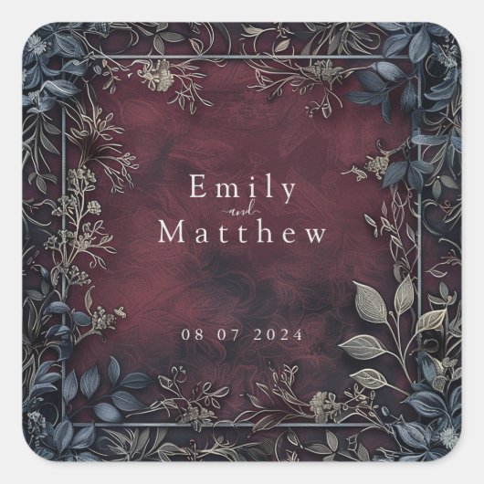 Viktorianische Gotische Hochzeit Quadratischer Aufkleber (Vorderseite)
