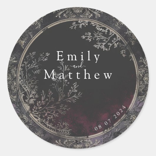 Viktorianische Gotische Hochzeit Runder Aufkleber (Vorderseite)