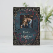 Viktorianische Gotische Hochzeit Save The Date (Stehend Vorderseite)