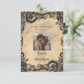 Viktorianische Gotische Hochzeit Save The Date (Stehend Vorderseite)