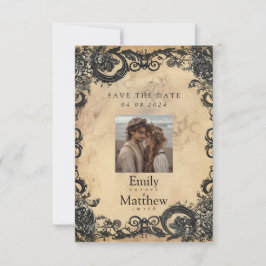 Viktorianische Gotische Hochzeit Save The Date