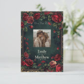 Viktorianische Gotische Hochzeit Save The Date (Stehend Vorderseite)