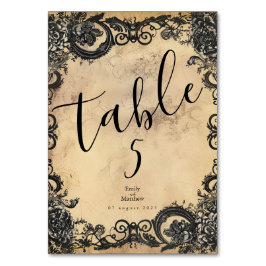 Viktorianische Gotische Hochzeit Tischnummer