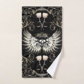 Viktorianische Gotische Romantik Schädelflügel & W Badhandtuch Set (Handtuch)