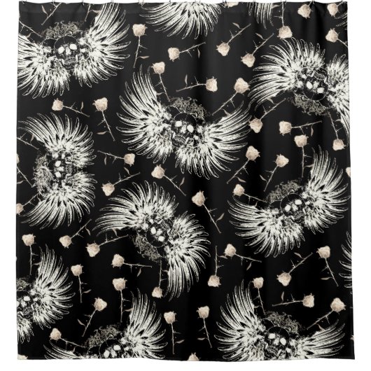 Viktorianische Gotische Romantik Schädelflügel & W Duschvorhang (Vorderseite)