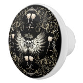 Viktorianische Gotische Romantik Schädelflügel & W Keramikknauf (Rechts)