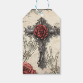 Viktorianische gotische Rose und Kreuz Geschenkanhänger (Rückseite)