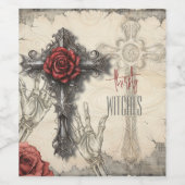 Viktorianische gotische Rose und Kreuz Weinetikett (Einzelnes Label)