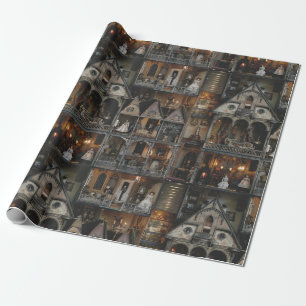 Viktorianische Gotische Spuk Dollshouse mit Dollar Geschenkpapier