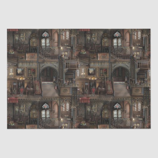 Viktorianische Gotische Spuk Dollshouse mit Dollar Seidenpapier (Vorderseite)