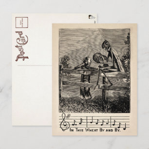 Viktorianische Grashüpfer-Song-Postkarte Postkarte