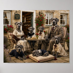 Viktorianische Great Dane-Familien-Teeparty   Eleg Poster