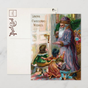 Viktorianische Gruselige Weihnachten Santa Postkar Postkarte