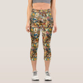 Viktorianische Grüße und Halloween Pumpkin Sticker Capri Leggings (Vorderseite)