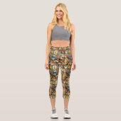 Viktorianische Grüße und Halloween Pumpkin Sticker Capri Leggings (Vorderseite)