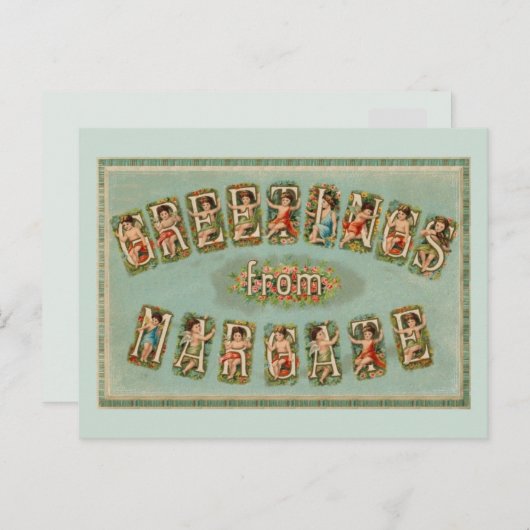 Viktorianische Grüße von Margate, Kirschen, Engeln Postkarte (Vorne/Hinten)