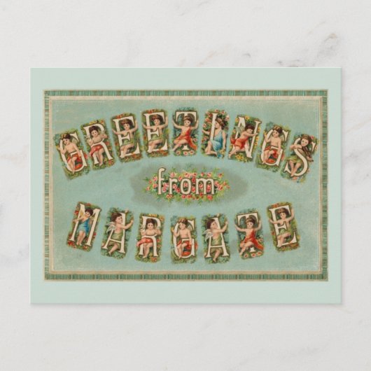 Viktorianische Grüße von Margate, Kirschen, Engeln Postkarte (Vorderseite)