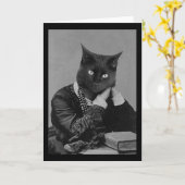 Viktorianische Grußkarte für Schwarze Katze Karte (Gelbe Blume)