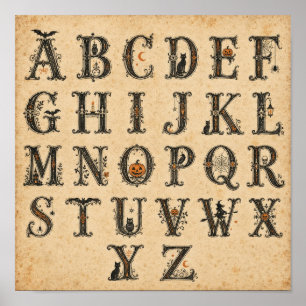 Viktorianische Halloween-Alphabet-Buchstaben Poster