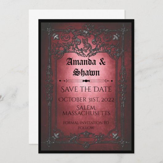 Viktorianische Halloween-Fantasie Save The Date (Vorne/Hinten)