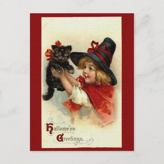 Viktorianische Halloween-Grüße Postkarte (Vorderseite)