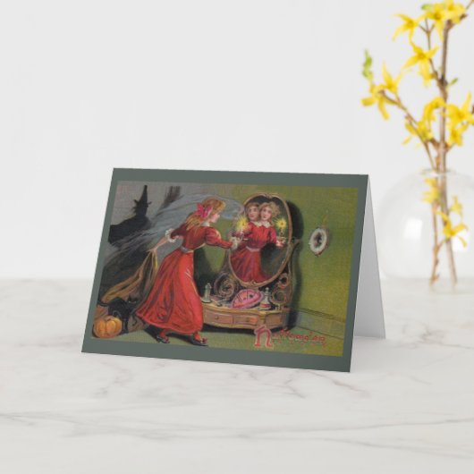 Viktorianische Halloween-Grußkarte Karte (Gelbe Blume)