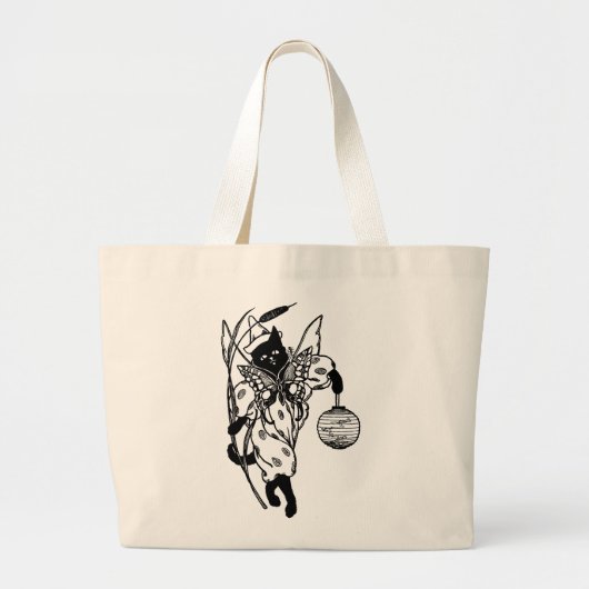 Viktorianische Halloween Kitty Cat in der Kostümto Jumbo Stoffbeutel (Vorne)