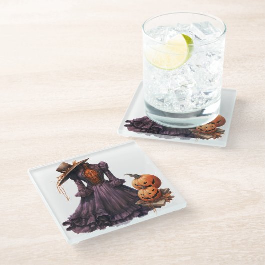 VIKTORIANISCHE HALLOWEEN KLEIDUNG GLASUNTERSETZER (Schrägansicht)
