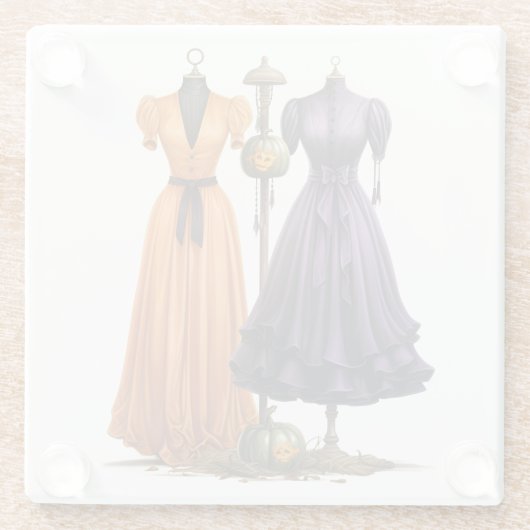 VIKTORIANISCHE HALLOWEEN KLEIDUNG GLASUNTERSETZER (Rückseite)