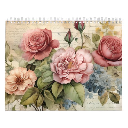 Viktorianische handgemalte Blumen Kalender (Titelbild)