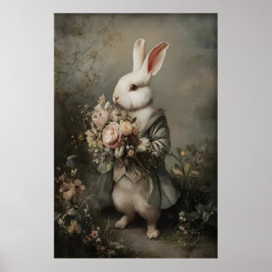 Viktorianische Hasenjacke Blumenstrauß Druck, Oste Poster