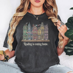 Viktorianische Häuser mit Leseszitat-Kunst T-Shirt