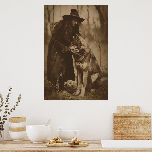 Viktorianische Hexe Sepia Portrait Stil 4 Poster (Küche)