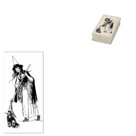 Viktorianische Hexe- und Schwarzkatzencotagecore Gummistempel