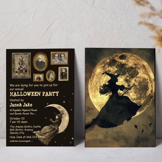 Viktorianische Hexe Vintage Oddities Halloween-Par Einladung